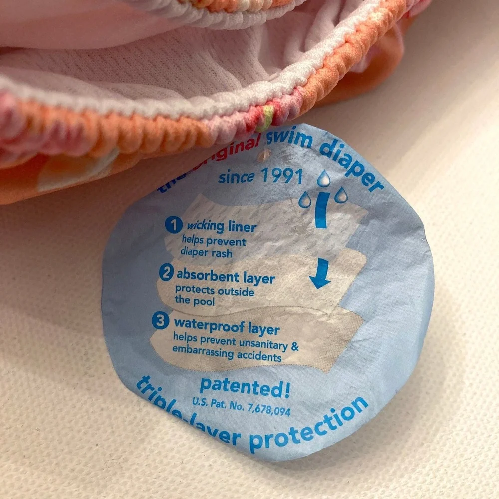 Green Sprouts Swim Diaper 18 Mo 22-25 lbs‎ Orange Pink Hibiscus Ruffle Back